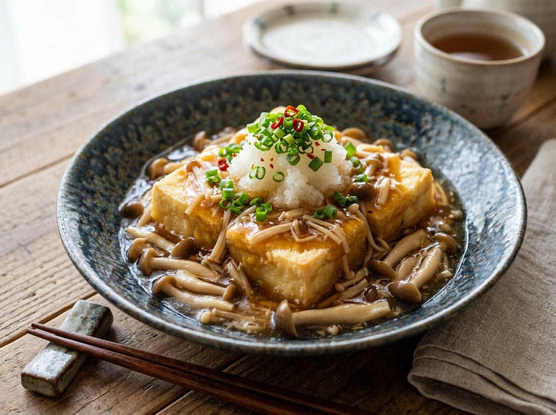 揚げ出し豆腐のきのこあんかけの完成写真