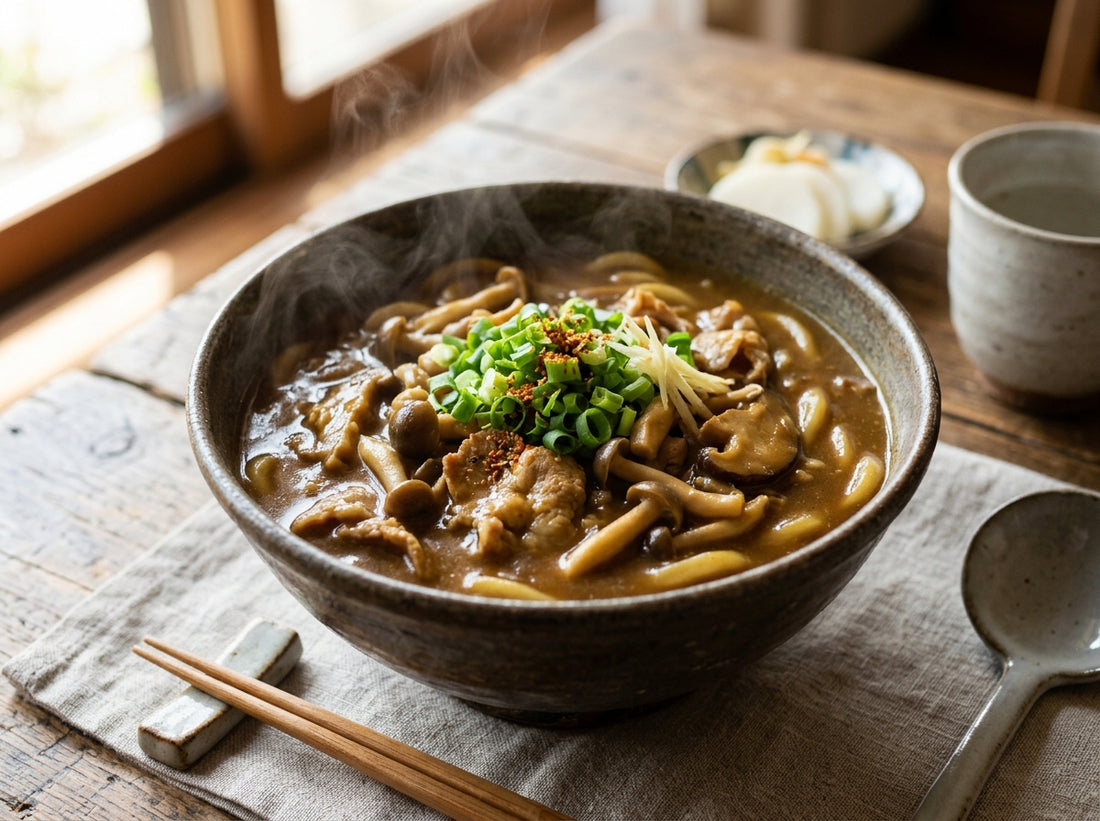 きのこと豚肉のカレーうどんの完成写真