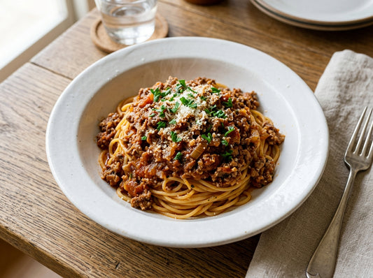 おからミートソースパスタの完成写真
