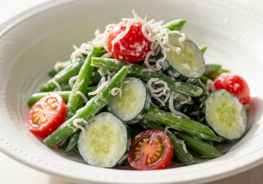 おからパウダーで作る夏野菜の白和えの完成写真
