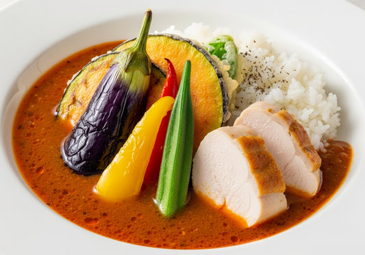 おからパウダーで作る夏野菜スープカレーの完成写真